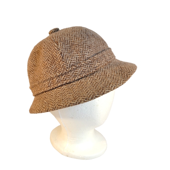 Kangol Vintage Tweed Herringbone Clipper Bucket Sherlock Holmes Vibes Hat - Picture 5 of 14